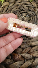Load and play video in Gallery viewer, Hair Clip - Resin Clip - Pink Glitter- Hair Accessory - Ivory - Girl&#39;s Hair Accessory  - Alligator Clip
