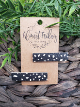 Load image into Gallery viewer, Genuine Leather Hair Clip - Dalmatian Print - Animal Print - Black - White - Dots - Spots - Hair Accessory - Alligator Clip
