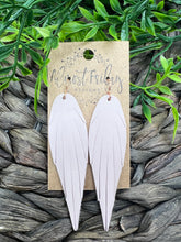 Load image into Gallery viewer, Genuine Leather Earrings - Feather - Feather Earrings - Blush - Suede - Statement Earrings - Fringe
