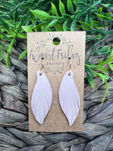 Load image into Gallery viewer, Genuine Leather Earrings - Feather - Feather Earrings - Blush - Suede - Statement Earrings - Fringe
