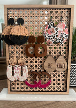 Load image into Gallery viewer, Earring Holder - Earrings Display - Rattan - Stud Holder - Earring Storage - Rectangle - Earrings Stand
