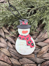 Load image into Gallery viewer, Genuine Leather - Snowman Ornament - Christmas - Leopard - Animal Print - Red - Green - Black - Iridescent - Christmas Tree Decoration
