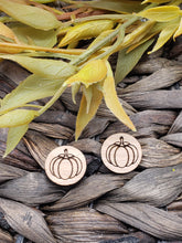Load image into Gallery viewer, Wood Earrings - Studs - Pumpkin Earrings - Natural - Fall Earrings - Statement Earrings - Natural Wood
