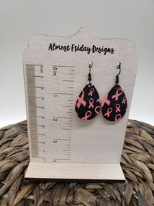 Genuine Leather Earrings - Teardrop - Hearts - Red - Black - White - Valentine's Day - Textured Leather - Heart Earrings