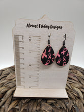 Load image into Gallery viewer, Genuine Leather Earrings - Valentine&#39;s Day Earrings - Teardrop - Winter - Cut Out Earrings - Black and White - Hearts - Statement Earrings
