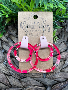 Acrylic Earrings - Spring Flowers - Flowers - Floral - Pink - Blush - Hoop Earrings - Hoops - Statement Earrings