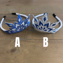 Load image into Gallery viewer, Faux Leather Crown - Glitter Leather - Glitter - Blue - White - Hair Accessory - Girl&#39;s Accessory
