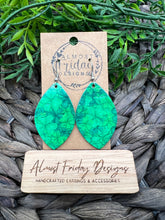 Load image into Gallery viewer, Genuine Leather Earrings - Leaf Cut - Saint Patrick&#39;s Day - Green - Three Leaf Clovers - Clovers - Shamrocks - Statement Earrings - Four Leaf Clovers
