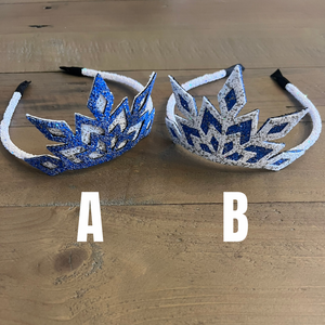 Faux Leather Crown - Glitter Leather - Glitter - Blue - White - Hair Accessory - Girl's Accessory