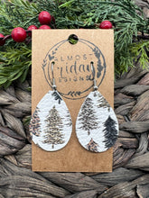 Load image into Gallery viewer, Genuine Leather Earrings - Teardrop - Christmas Tree - Christmas Tree Earrings - Leopard Print - Leopard Earrings - Statement Earrings - Animal Print
