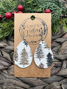 Genuine Leather Earrings - Teardrop - Christmas Tree - Christmas Tree Earrings - Leopard Print - Leopard Earrings - Statement Earrings - Animal Print