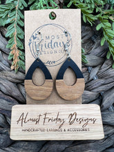Load image into Gallery viewer, Wood Earrings - Resin - Black - Teardrop - Statement Earrings - Everyday
