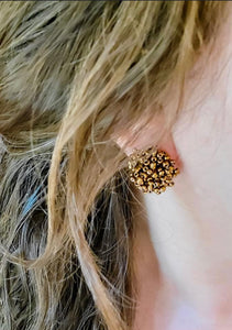 Seed Bead Earrings - Black - Studs - Beaded Earrings - Large Studs - Beads - Statement Earrings