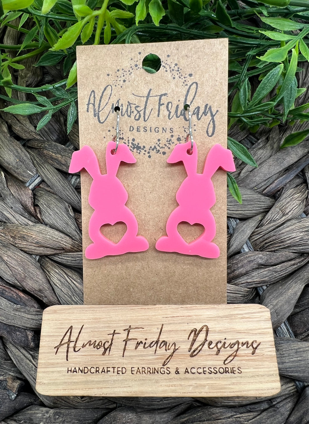 Acrylic Earrings - Bunny - Pink - Easter - Spring - Bunny Earrings - Rabbit - Easter Bunny