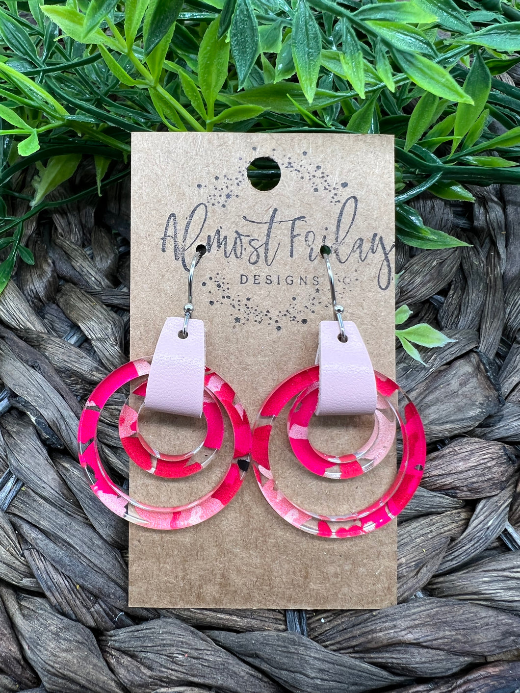 Acrylic Earrings - Spring Flowers - Flowers - Floral - Pink - Blush - Hoop Earrings - Hoops - Statement Earrings