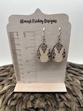 Load image into Gallery viewer, Wood Earrings - Bunny - Rattan - Rattan Egg - White - Easter - Spring - Bunny Earrings - Rabbit - Easter Bunny - Sweater Design
