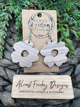 Load image into Gallery viewer, Wood Earrings - Spring Flowers - Modern Flower - Floral - Walnut - Spring - Summer - Statement Earrings
