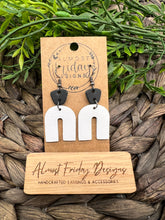 Load image into Gallery viewer, Genuine Leather Earrings - Arch - Rainbow - Black - White - Neutral - Statement Earrings - Dangles
